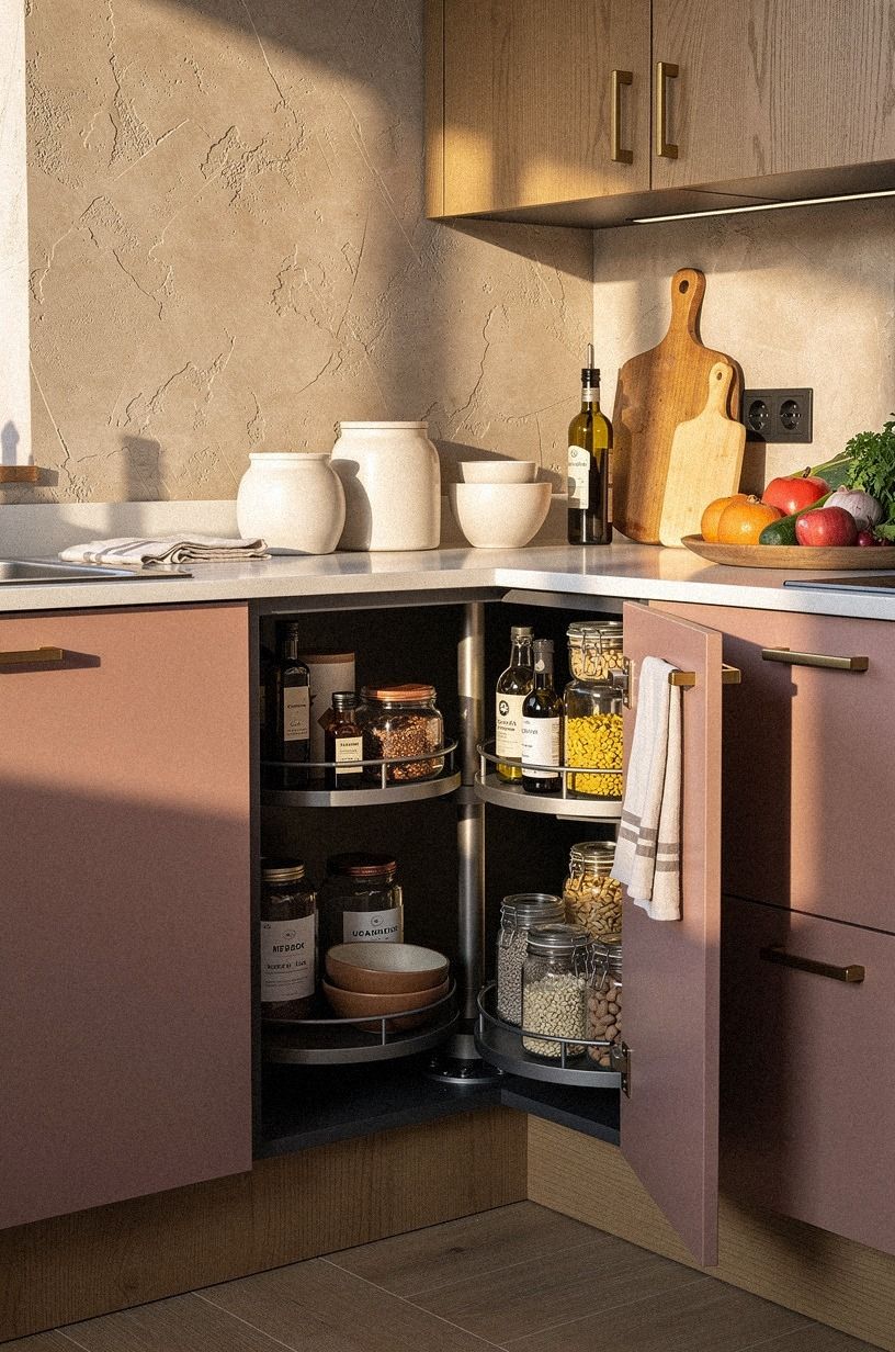 Fit lazy Susans in blind corner cabinets