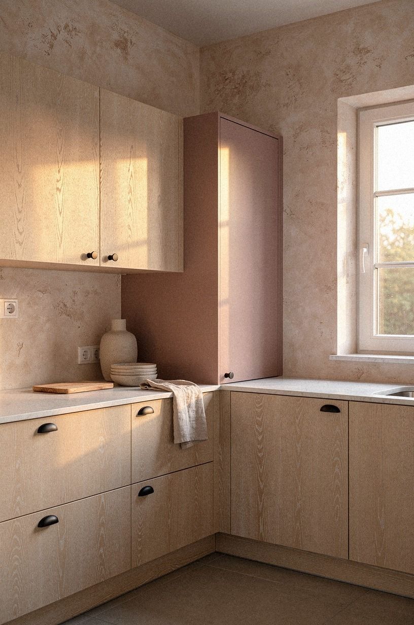 Bleach oak cabinets for a pale Scandinavian kitchen