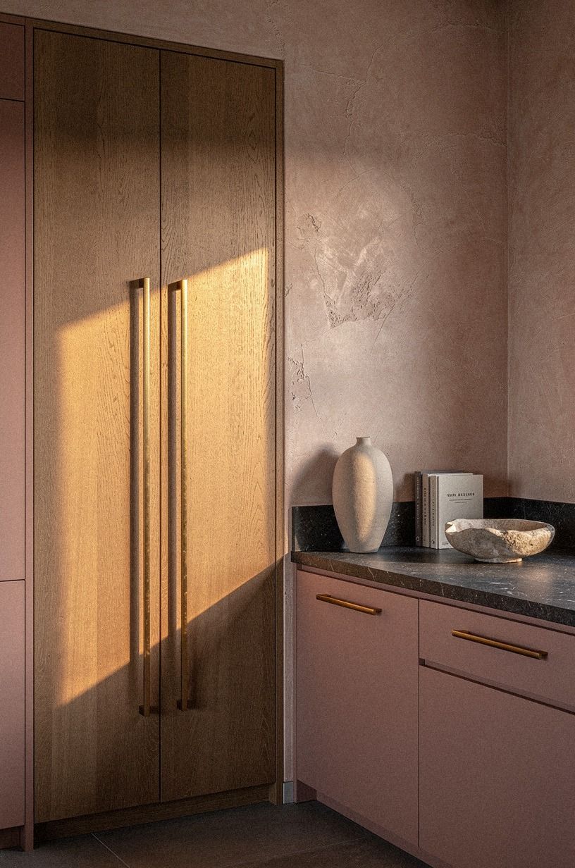 Mount oversized handles on tall pantry doors
