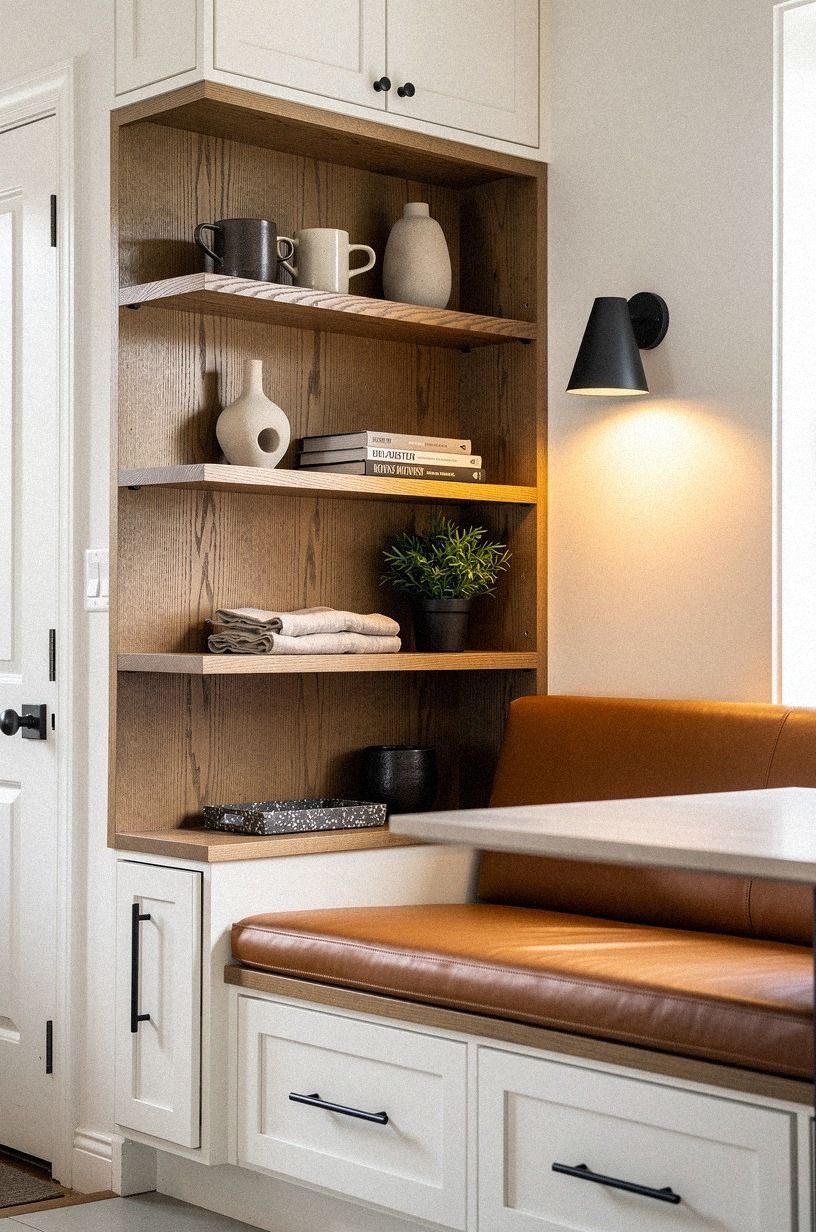 Tuck shelves into the nook side wall