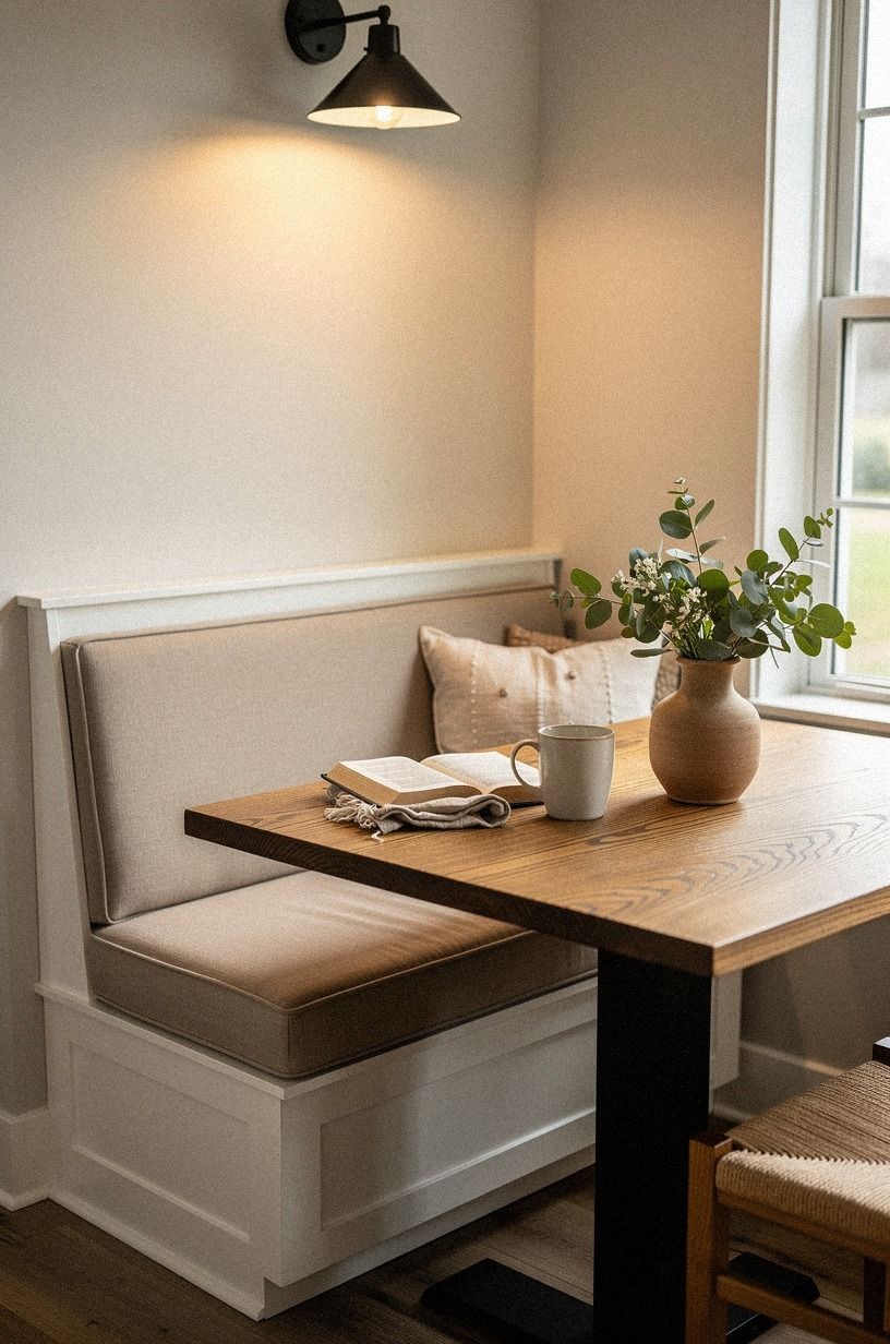 Paint the bench base warm farmhouse white