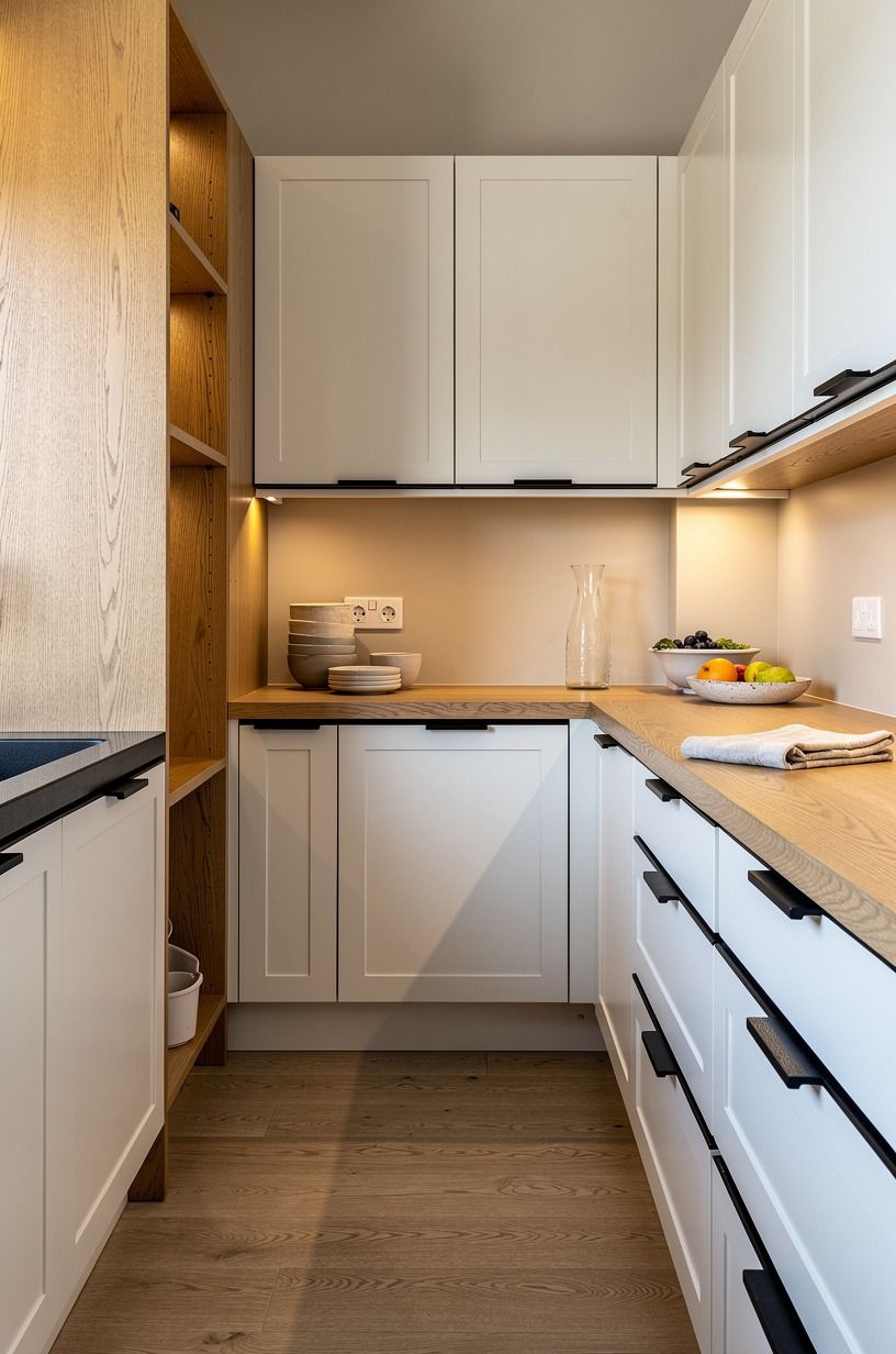 Mix closed storage with one open bay