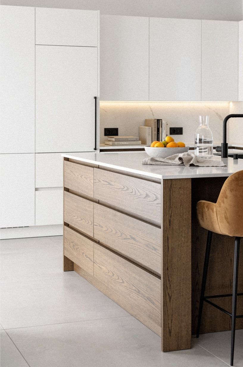 Frame the island with deep drawer storage