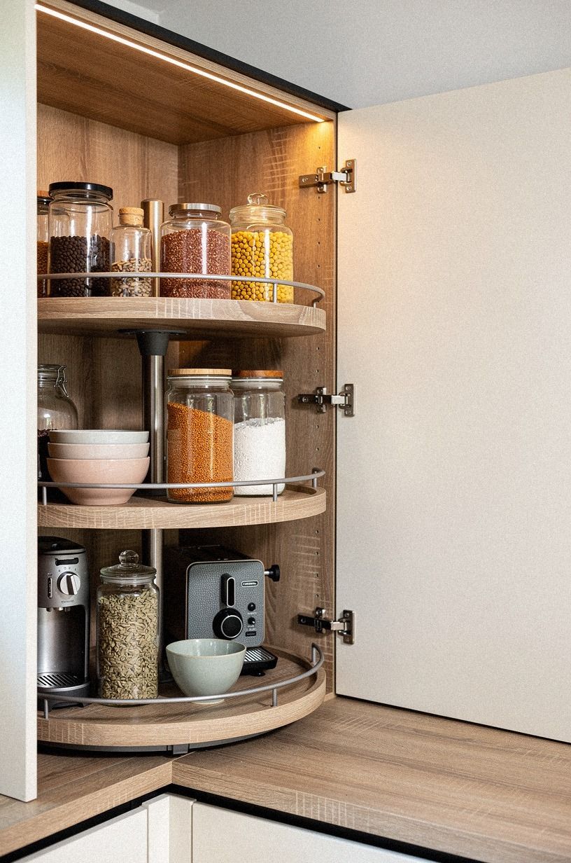 Turn the corner cabinet into lazy Susan storage