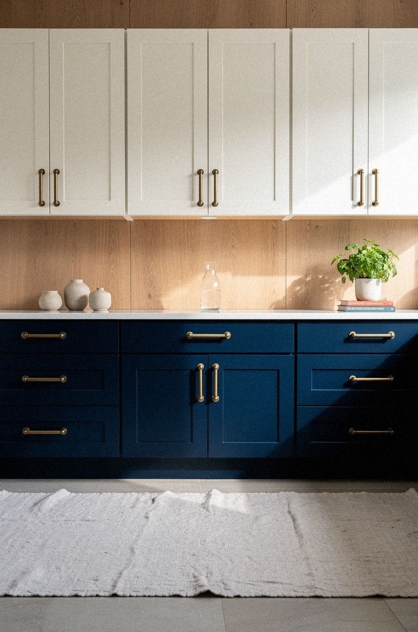 Layer brass hardware over both finishes