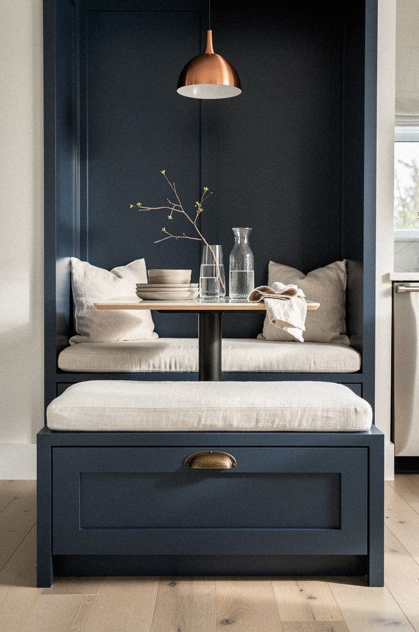 Paint the bench base to match cabinets