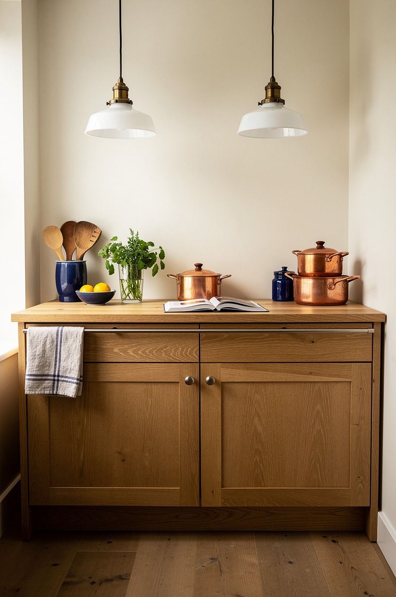 I Hung Milk Glass Pendants Over the Prep Zone