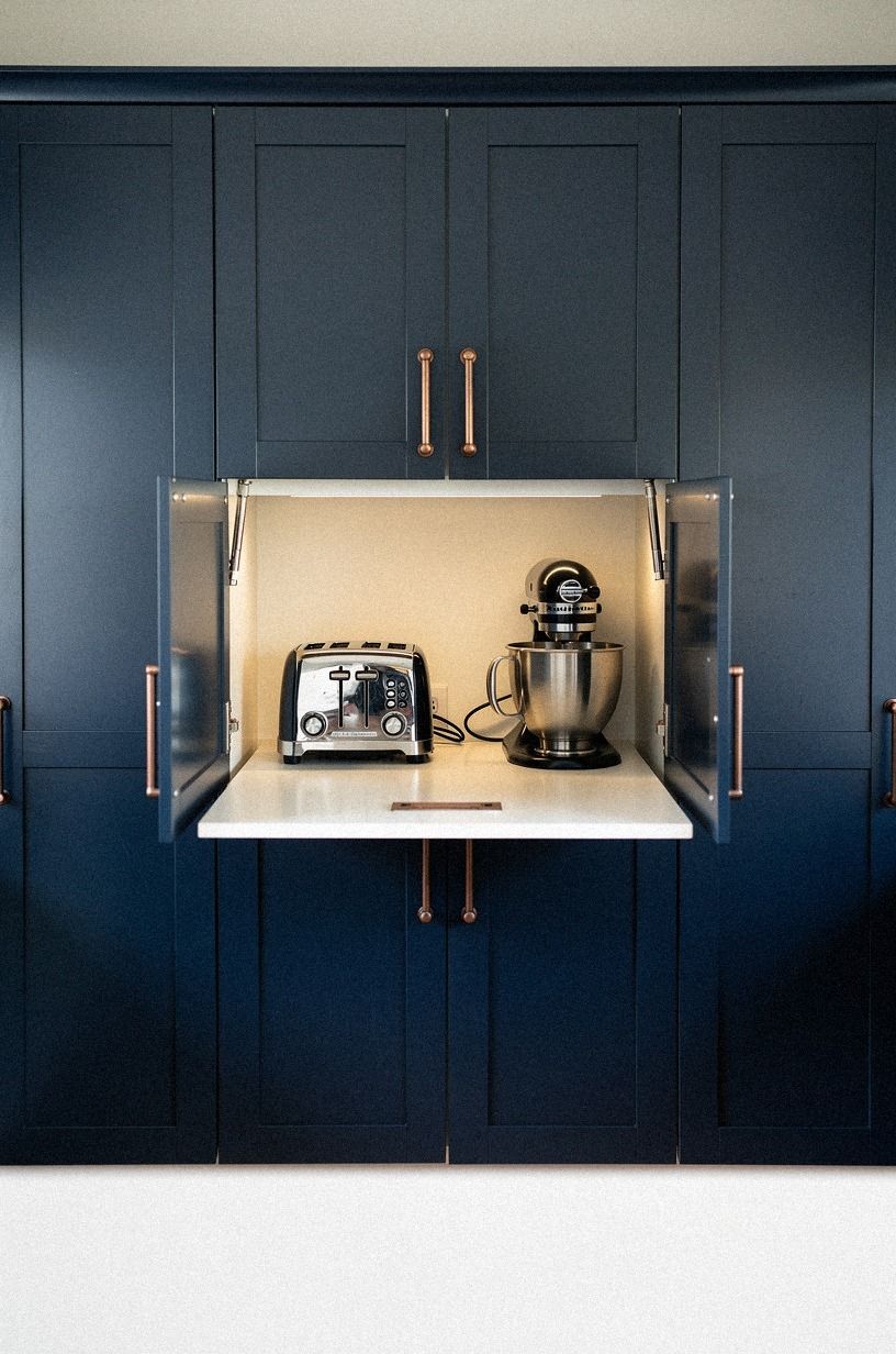 Park small appliances behind lift-up doors
