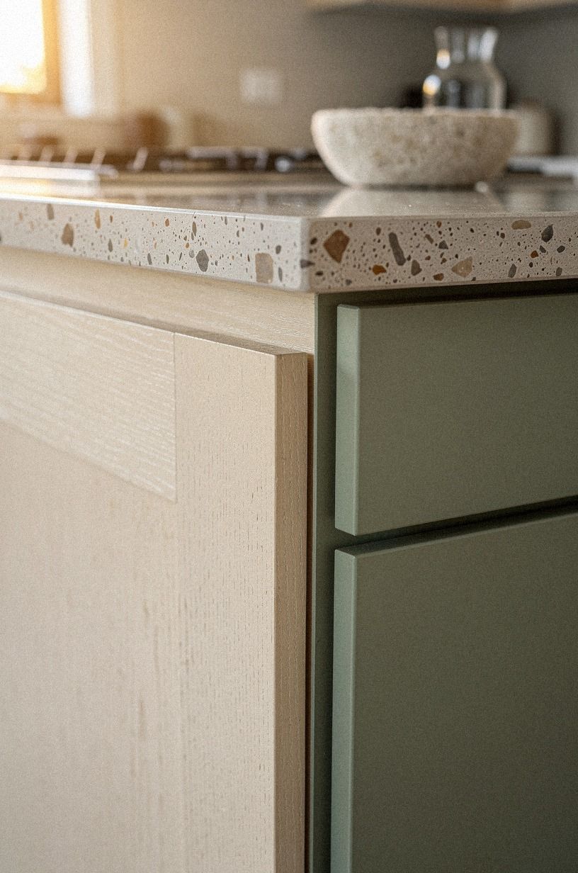 Use natural wood doors around the range