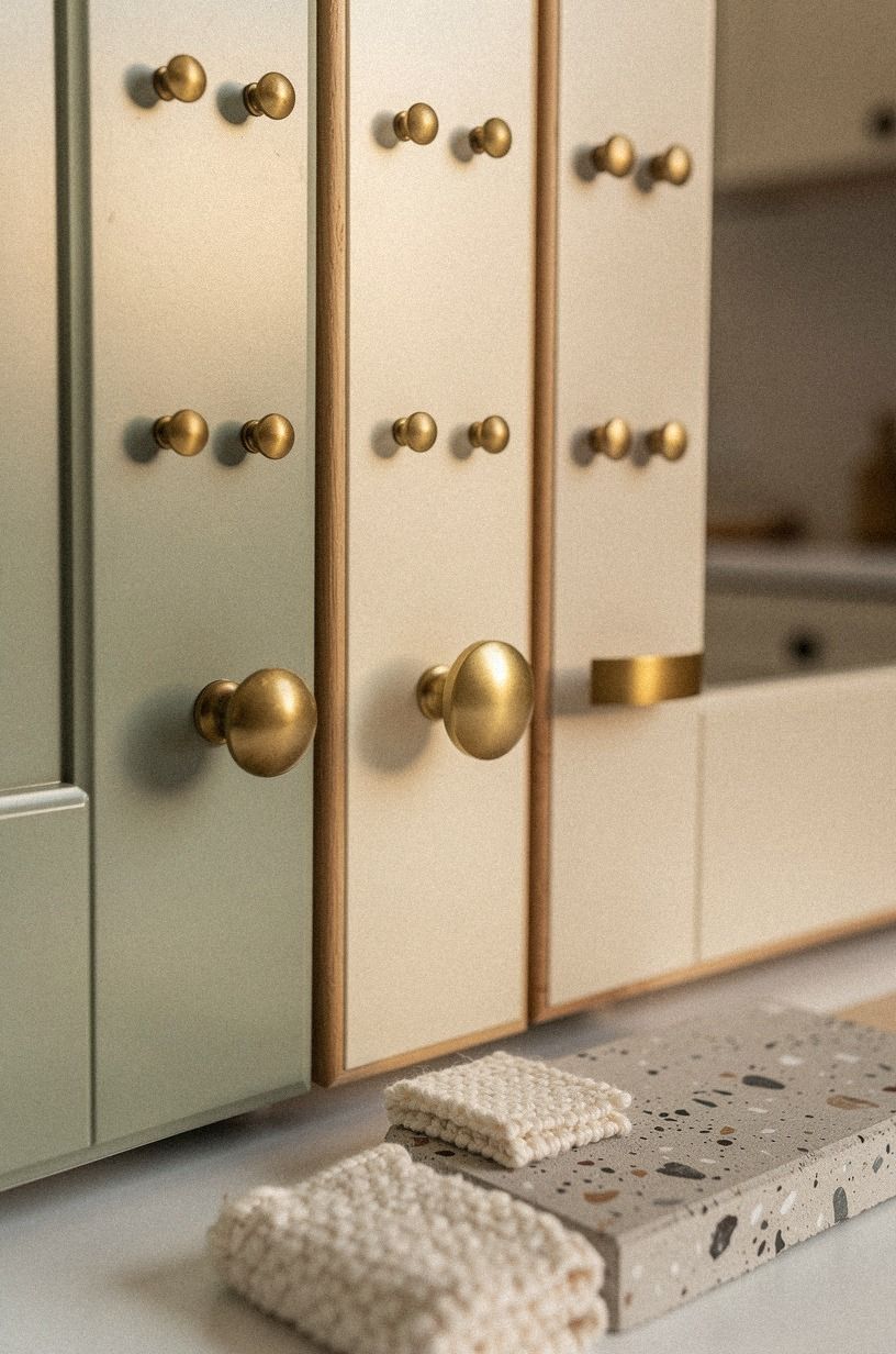 Should I repeat the same brass knob across every door style
