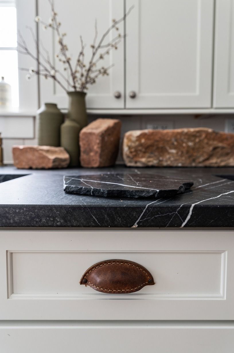 Mix soapstone counters with white shaker fronts