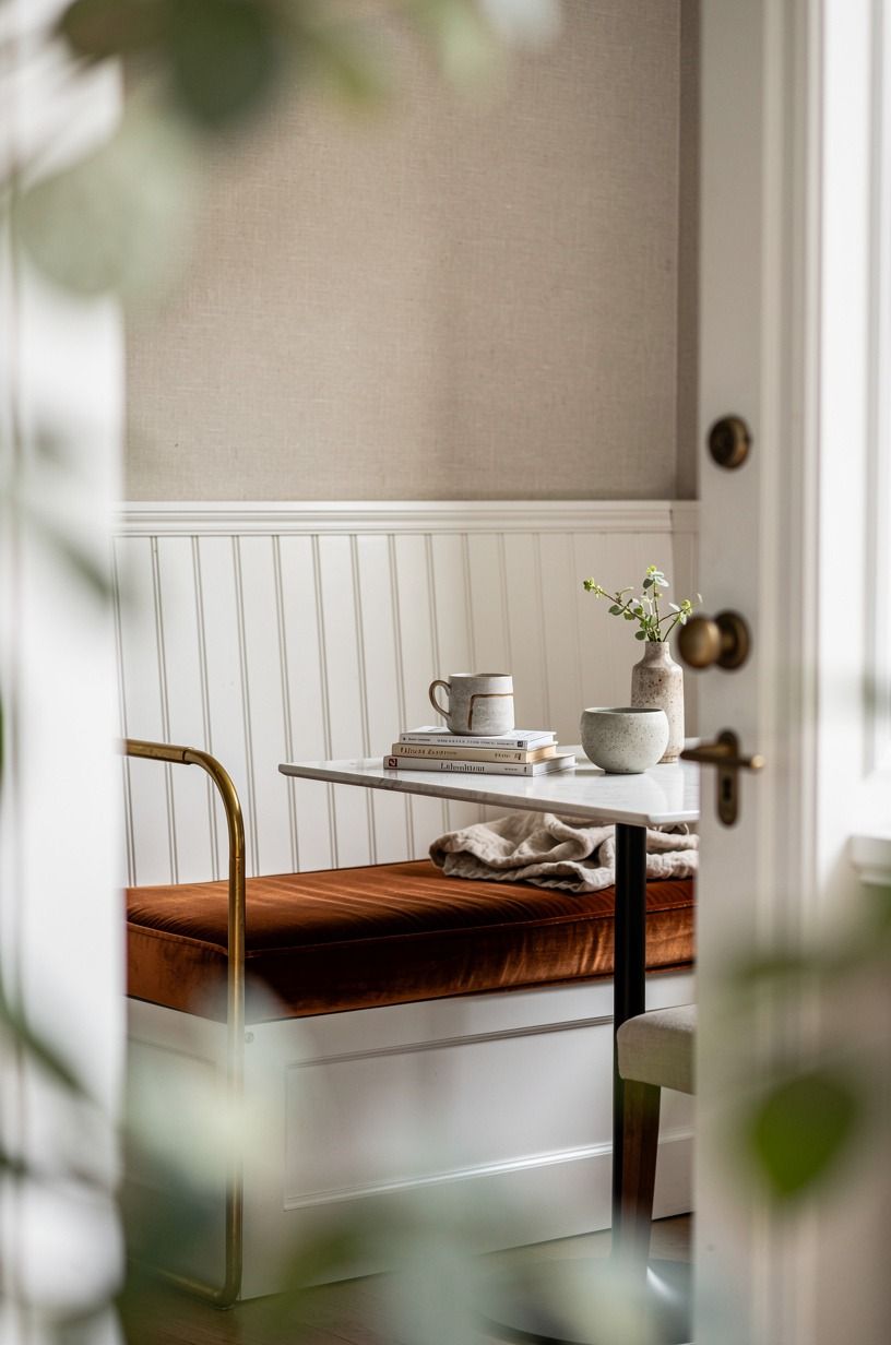 Run beadboard behind the breakfast nook