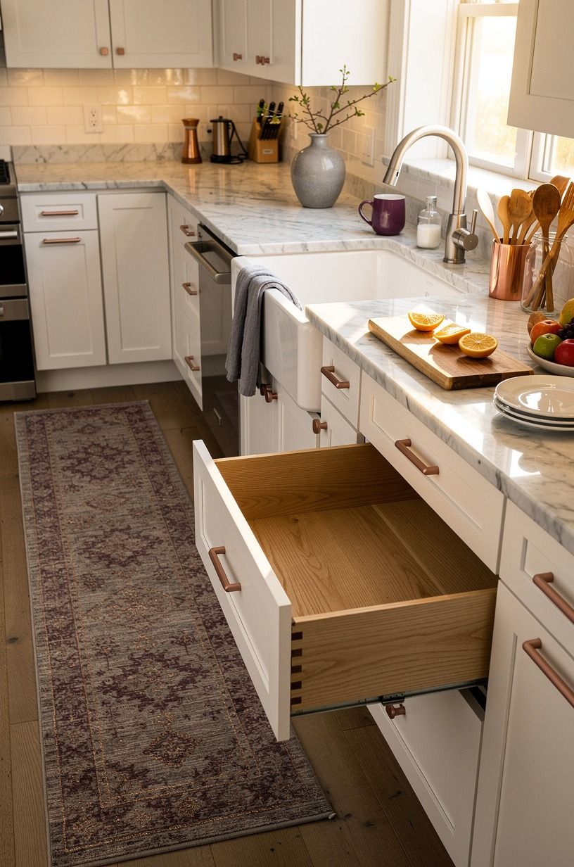 Add a vintage runner through the galley