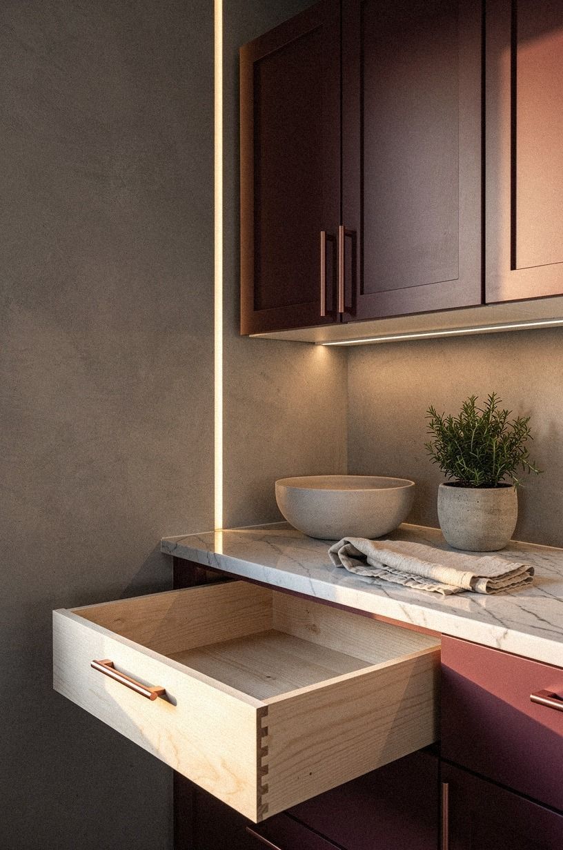 I framed the pantry corner with vertical light