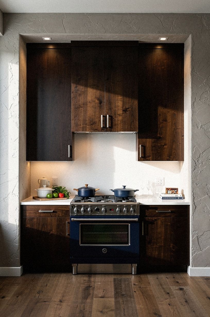 Choose espresso stain for West Elm-style slab fronts