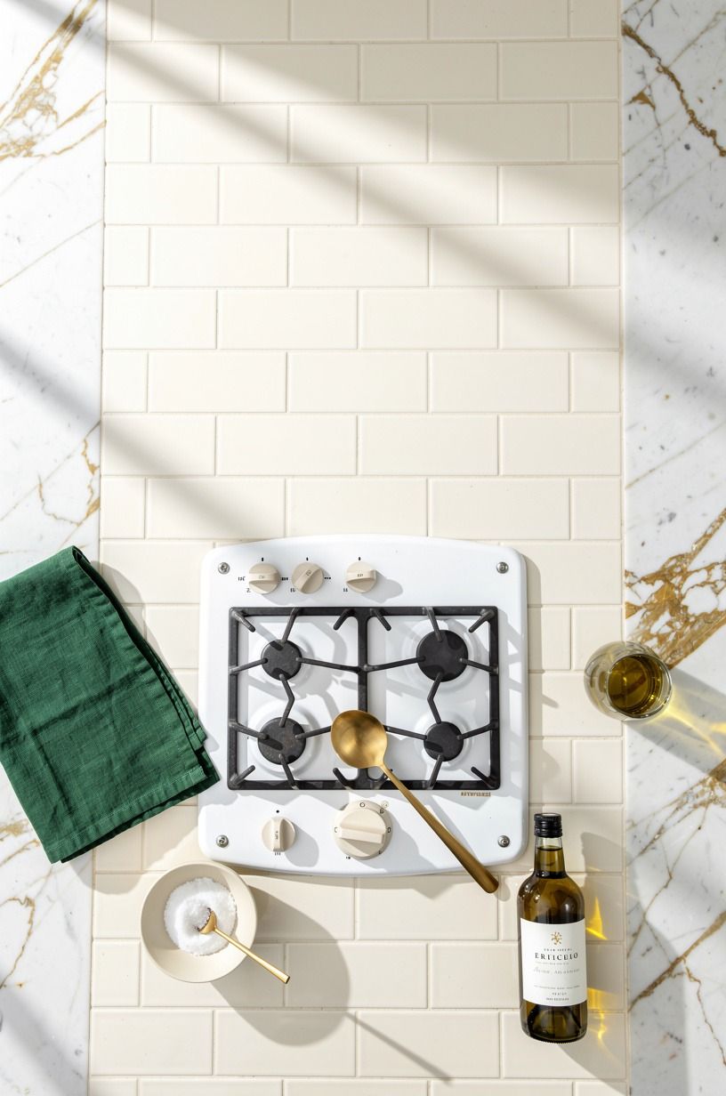 Frame the range with creamy subway tile