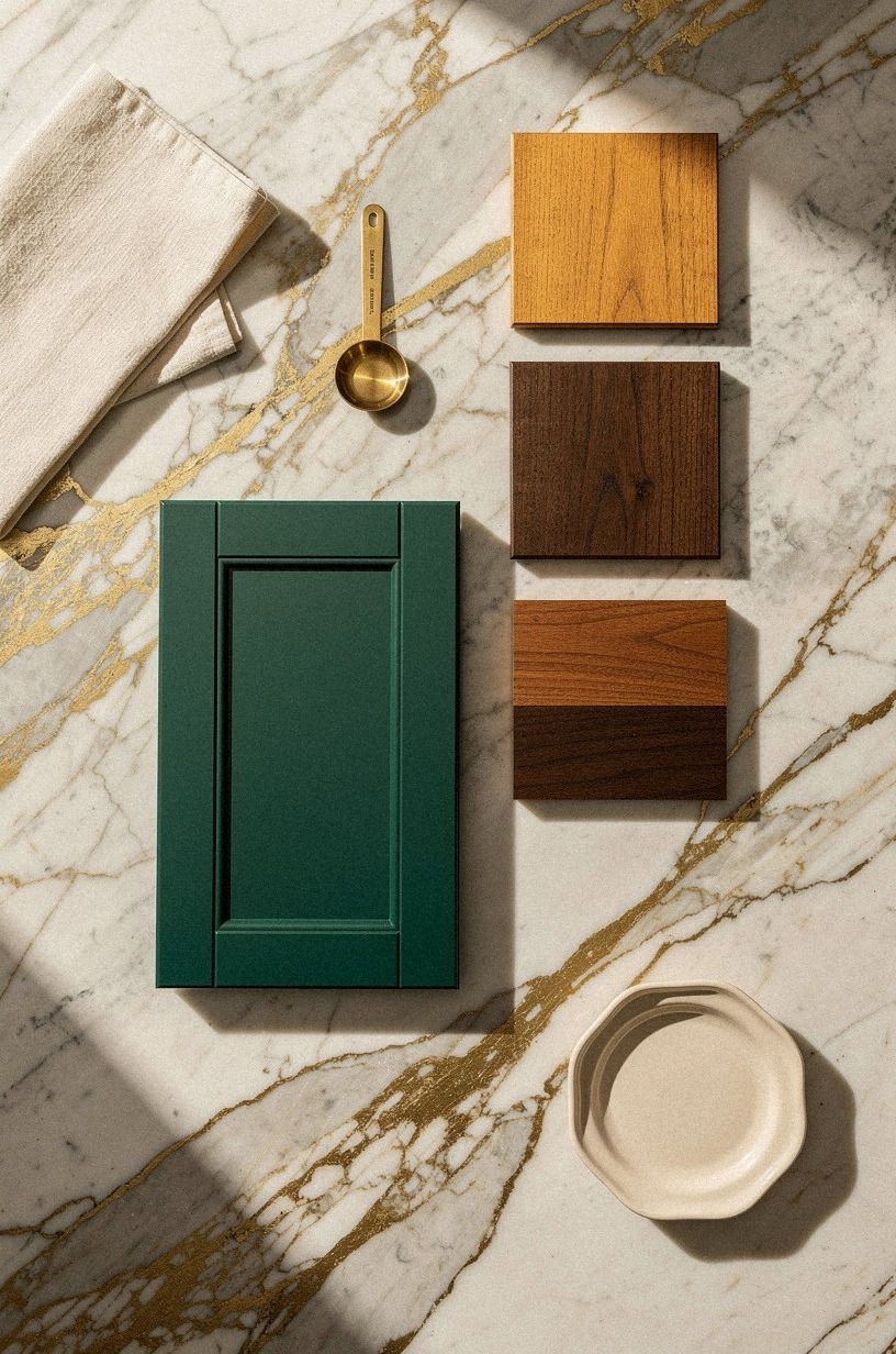 Color drench cabinets and pantry wall together