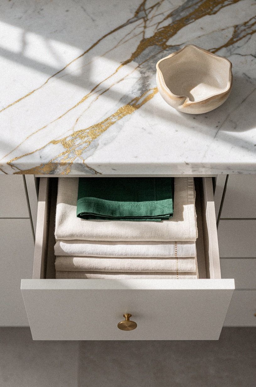 Add toe-kick drawers for flat linens