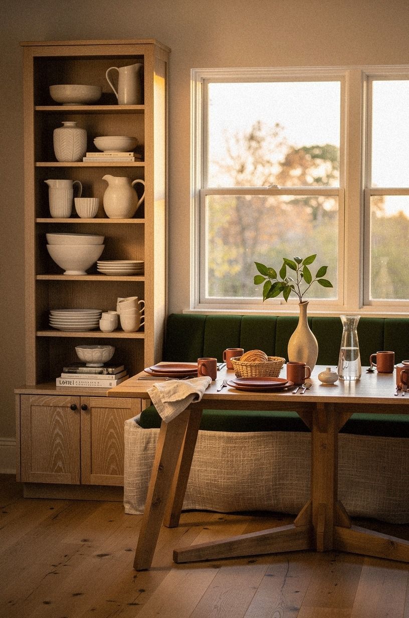 Set a narrow hutch beside the nook