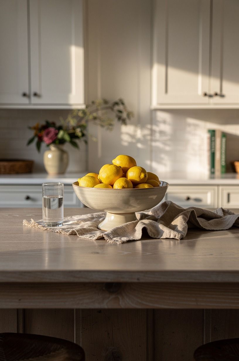 Set out a footed bowl of lemons