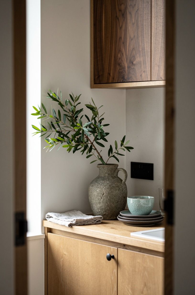 I Styled One Green Branch in a Stone Jug