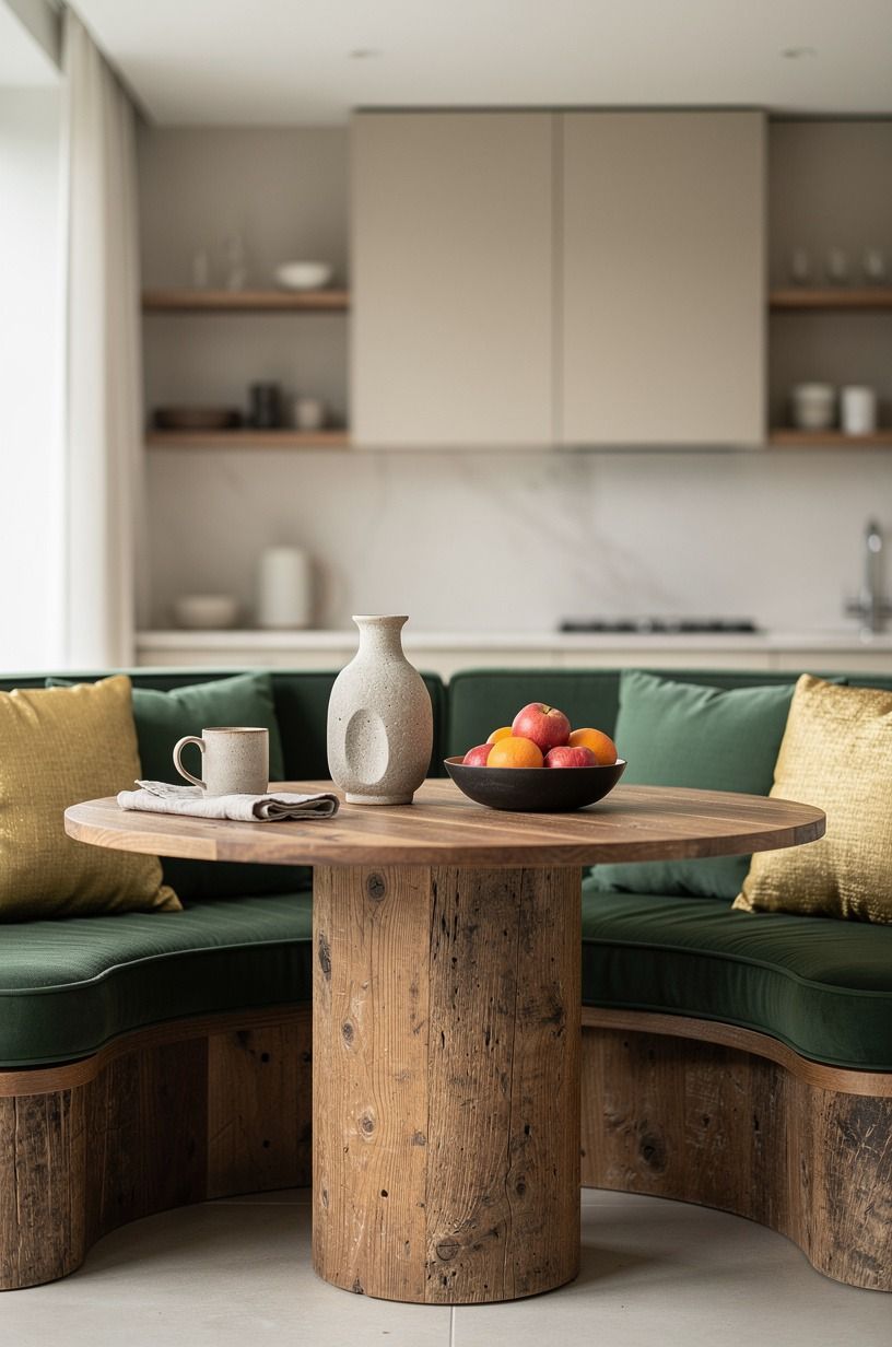 Bring in a breakfast nook with soft edges