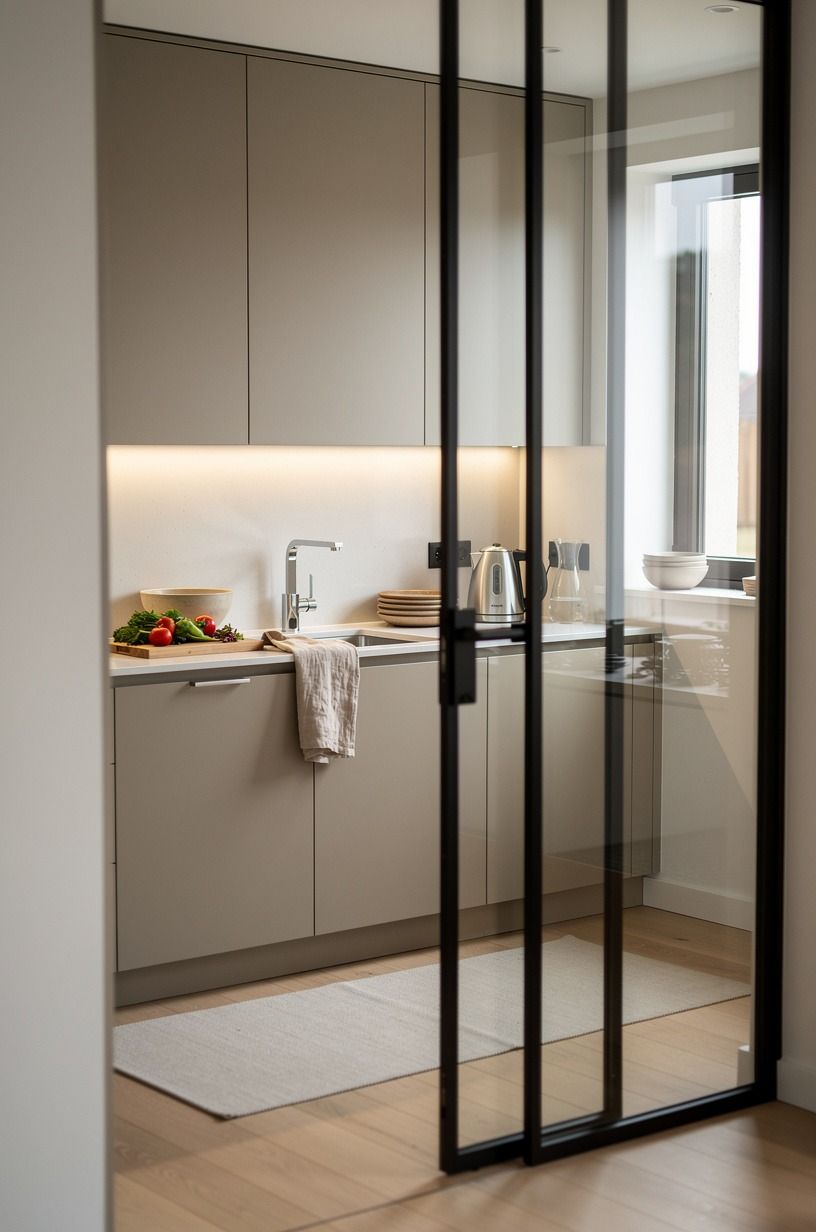 Swap a heavy door for a glass-pane divider