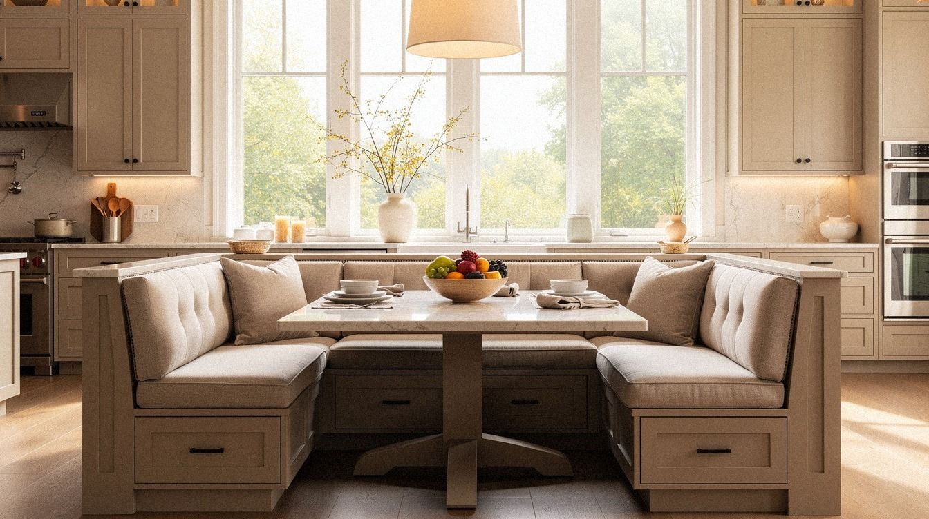 Cozy Large Breakfast Nook Ideas for Big Families and Open Kitchens