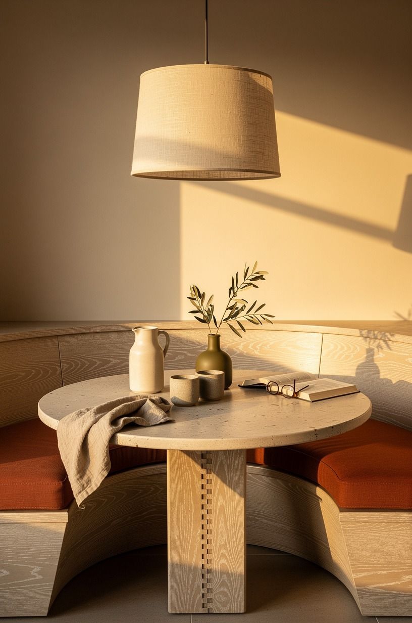 Hang a linen drum pendant over the nook