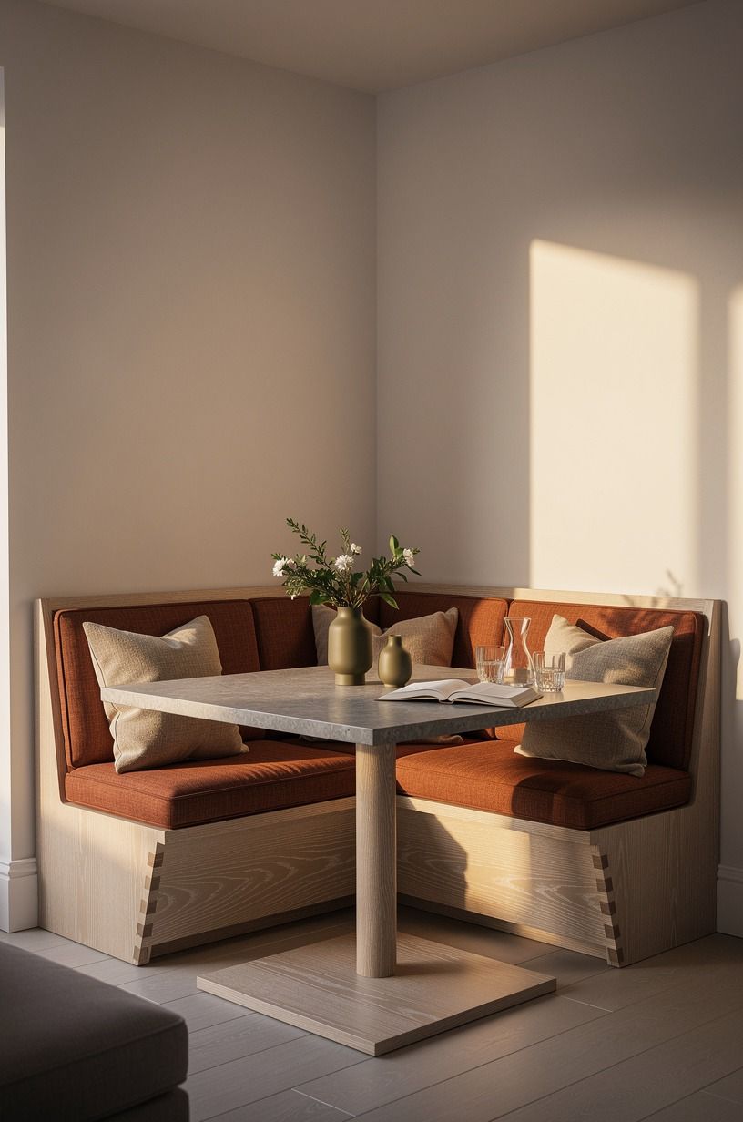 Build a curved banquette into the corner