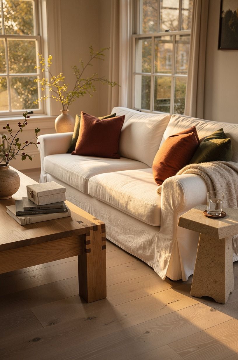 Slipcover the sofa in washed white linen