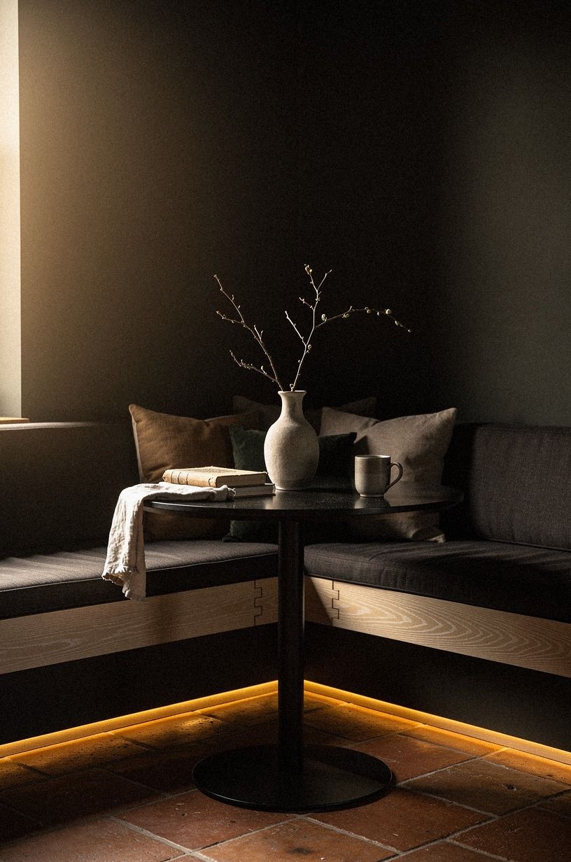 Paint the nook walls in black olive