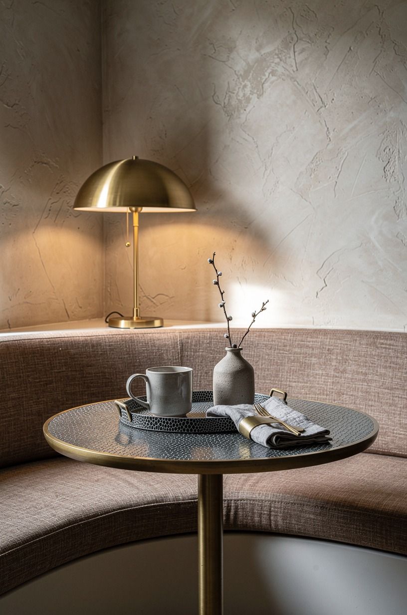 Anchor the nook with a round pedestal table