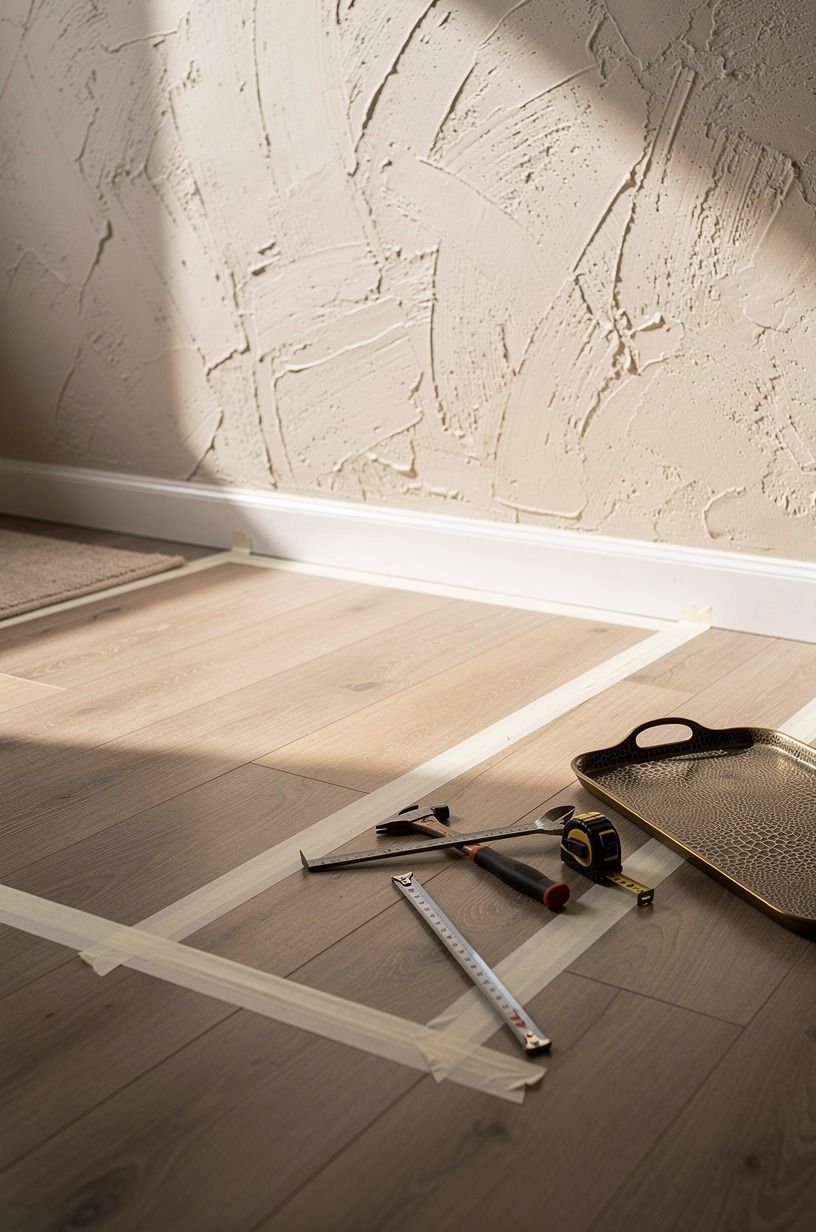I taped the bench footprint on the floor