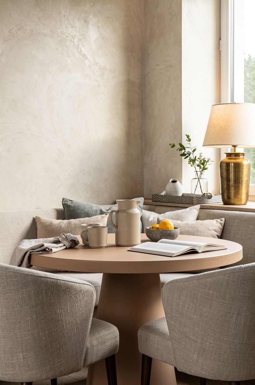 Pull round chairs around a pedestal table
