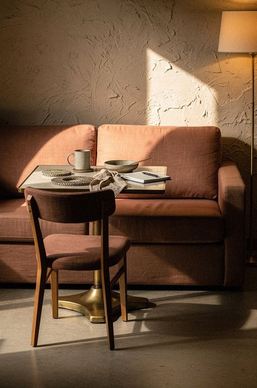 Pull a bistro table close to the sofa