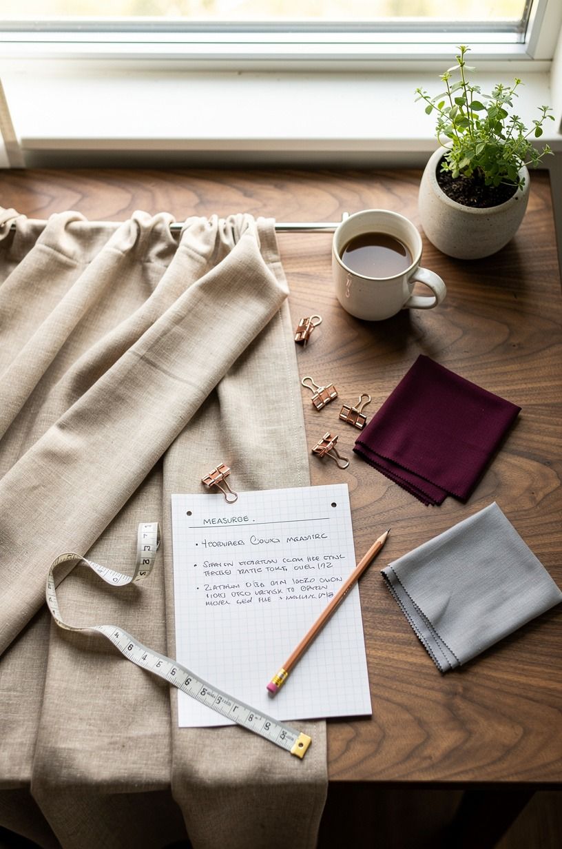 I chose linen cafe curtains for morning privacy