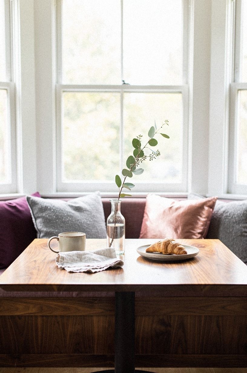Build a low banquette across the bay