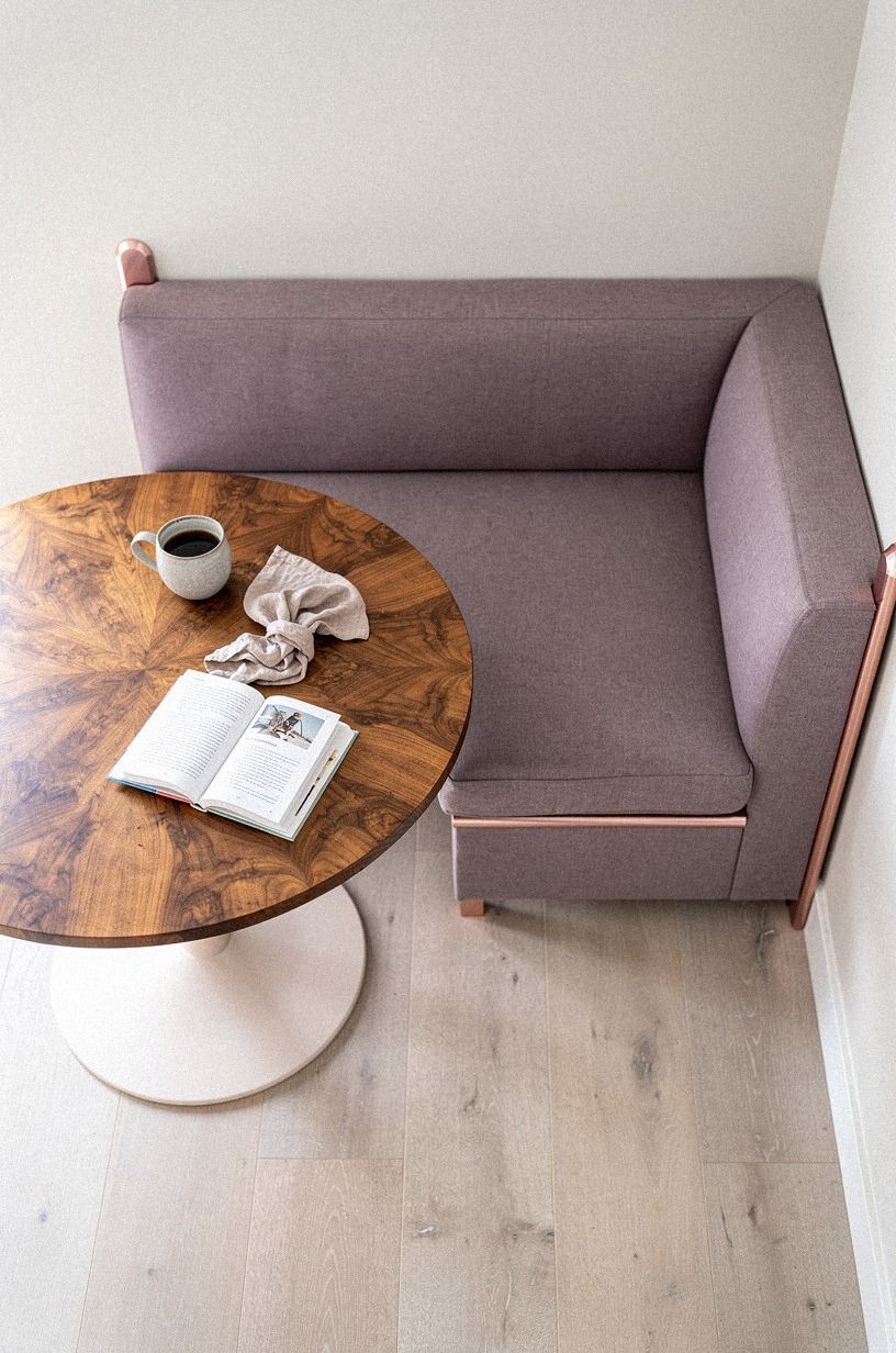 Add a round pedestal table for flow