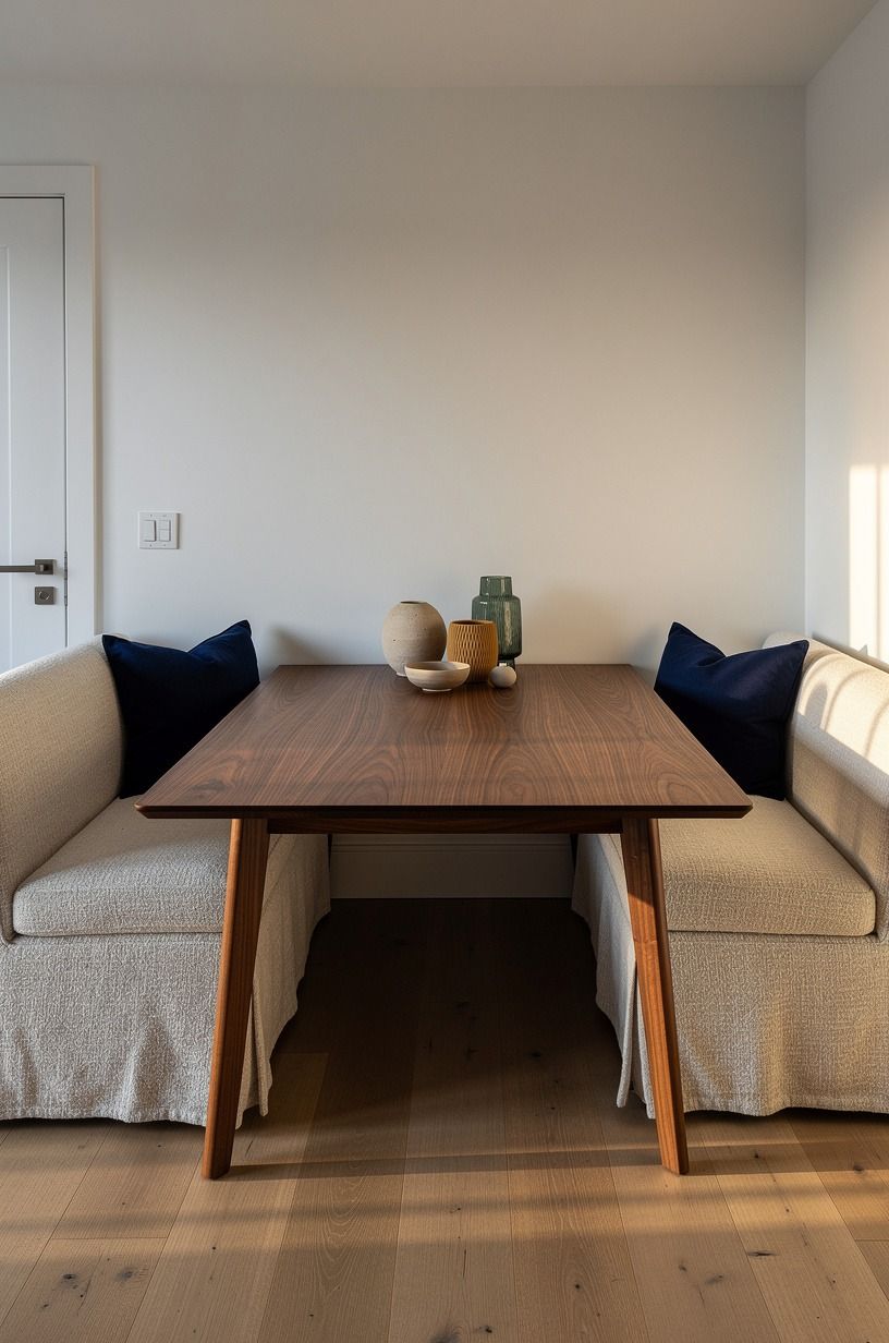 Frame a rectangle with two slim benches