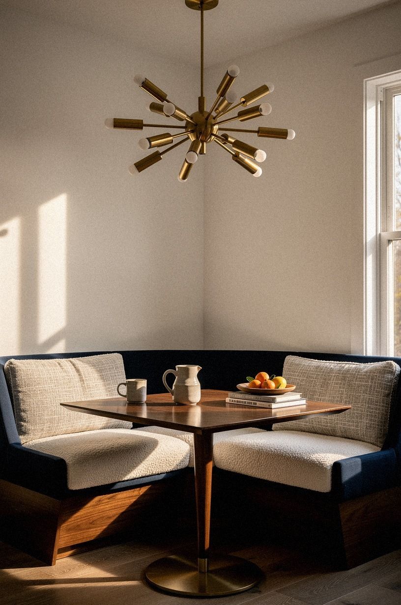 Hang a brass sputnik pendant over breakfast