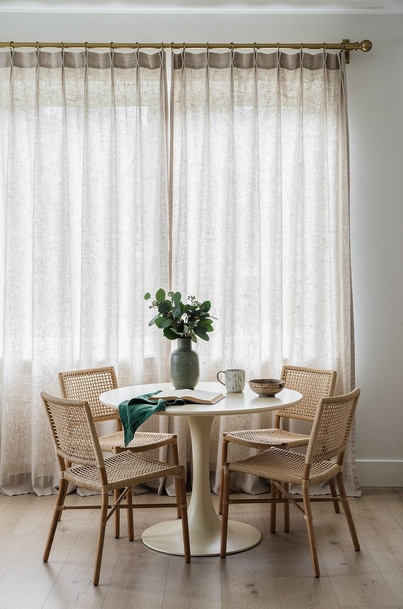 I matched oatmeal panels to the rattan chairs