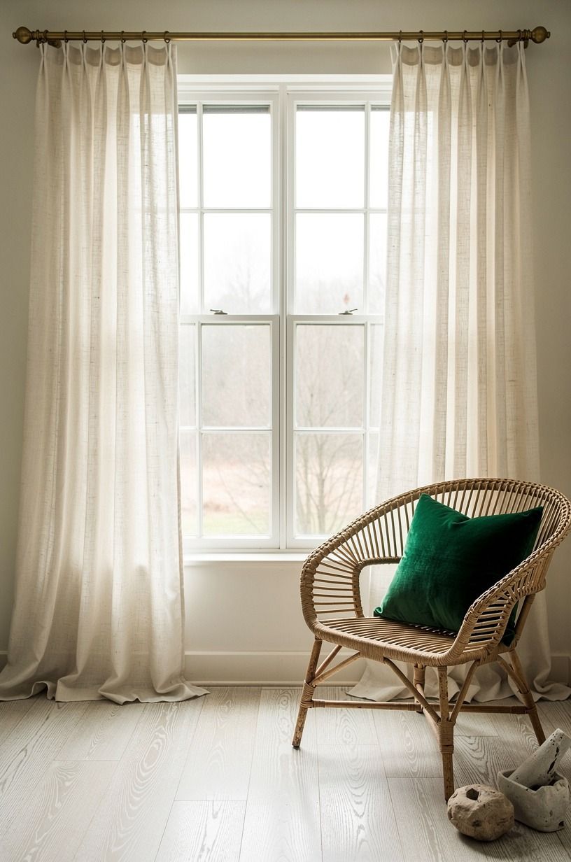 Hang linen panels that puddle on the floor