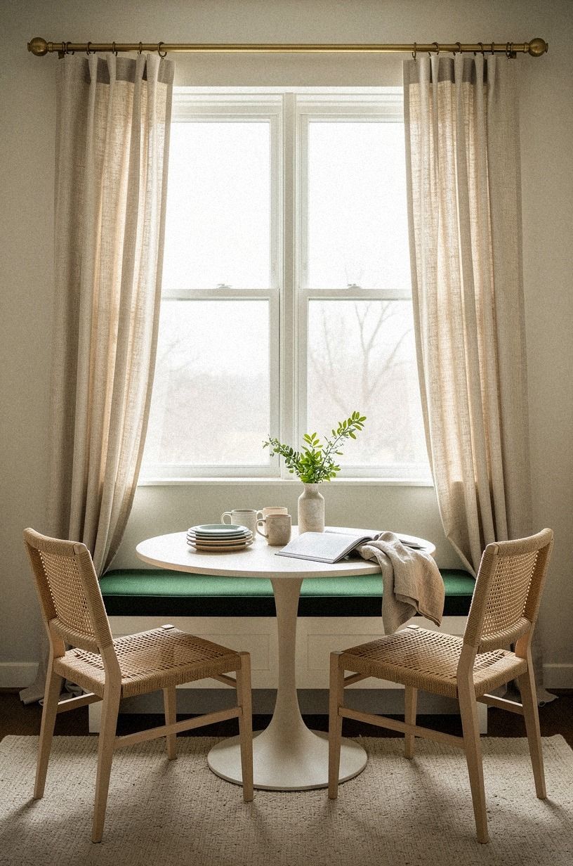Frame the nook with washable cafe curtains