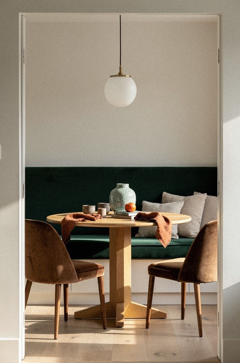 Hang a globe pendant over the breakfast table (The Three-Height Light Stack)