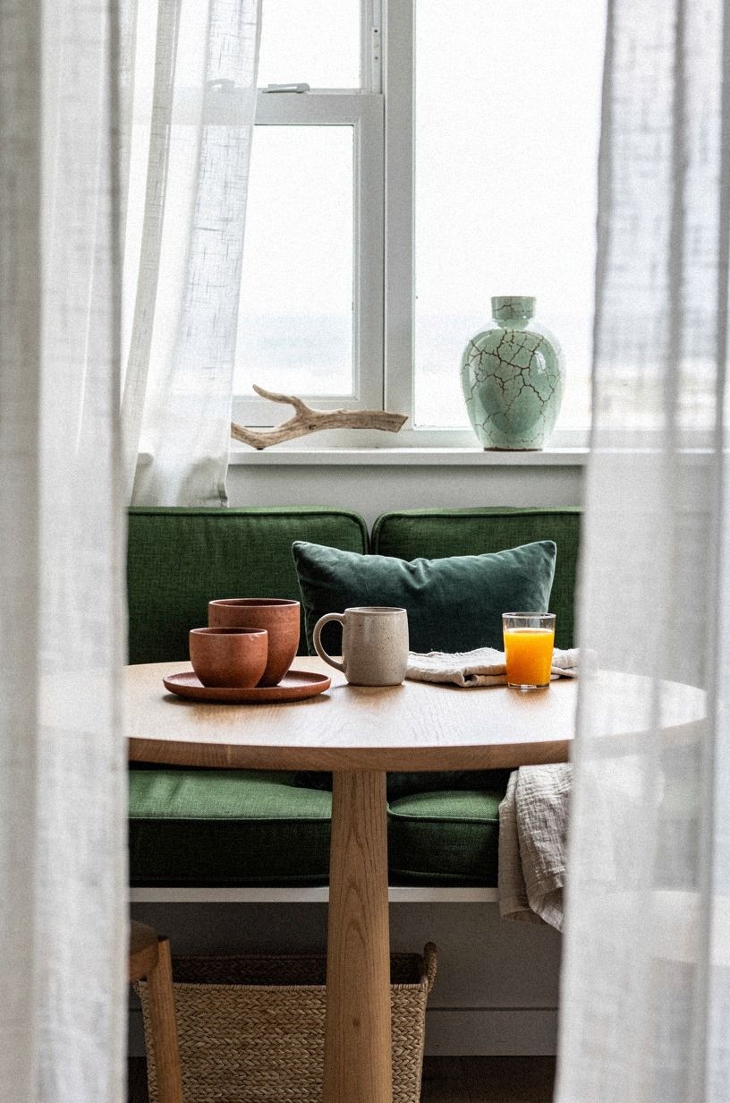 Frame the corner with sheer linen curtains
