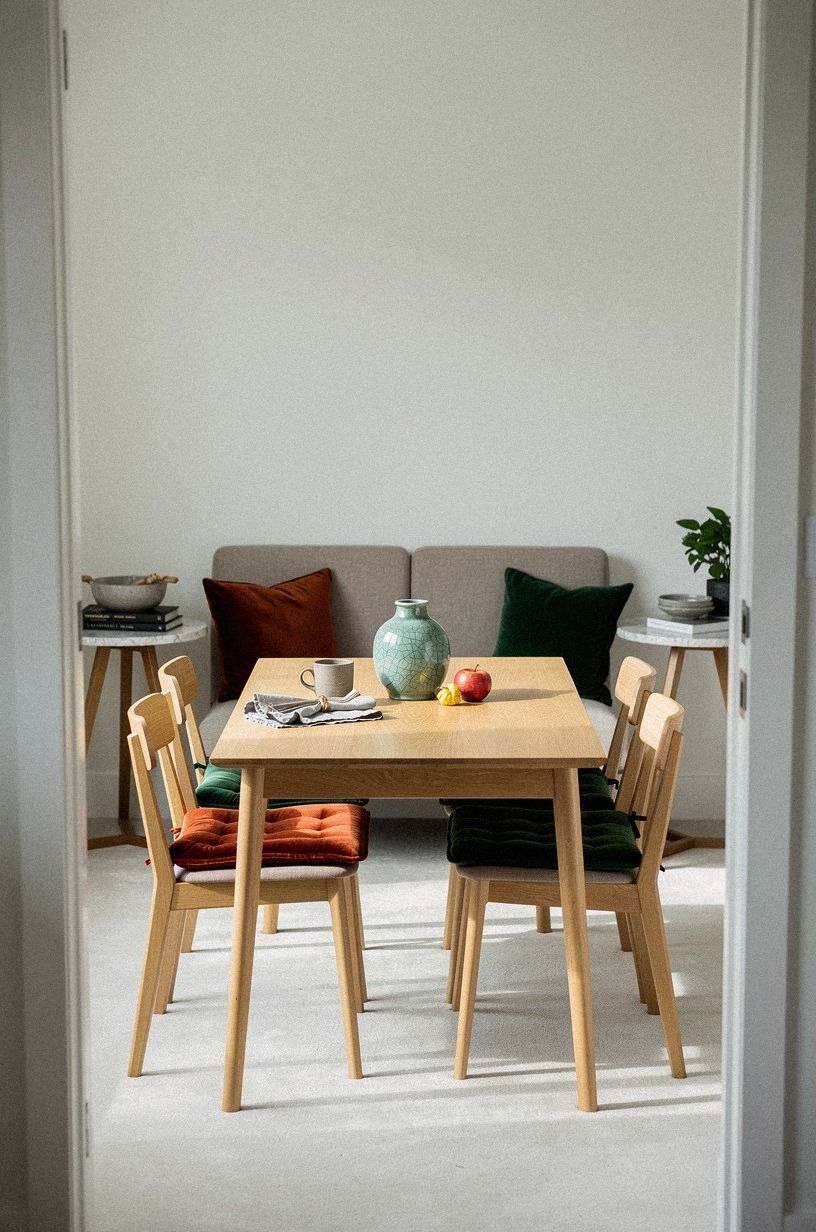 Choose armless dining chairs that slide fully in