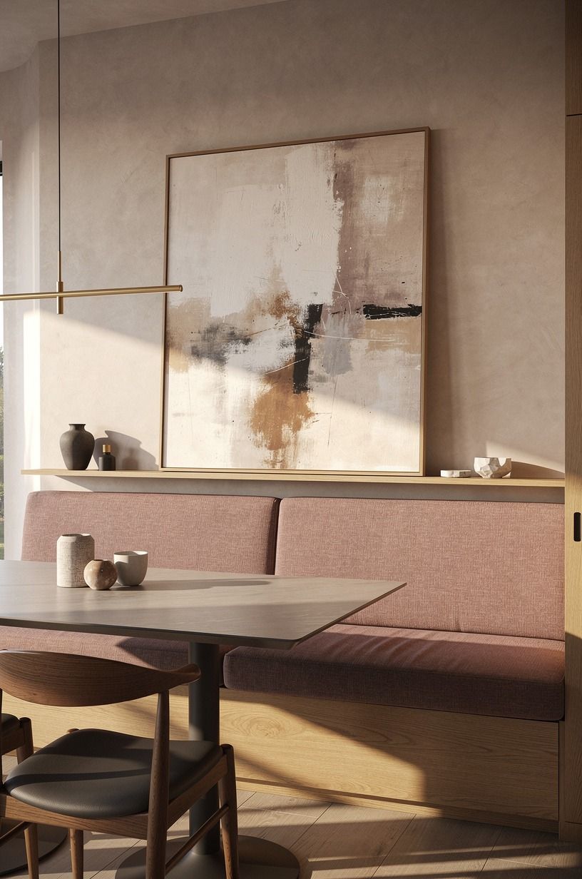 Lean oversized art on a slim ledge
