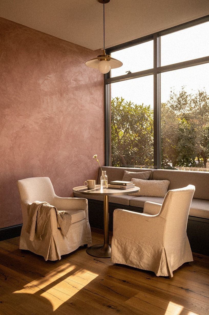 Place two slipcovered chairs on the open side