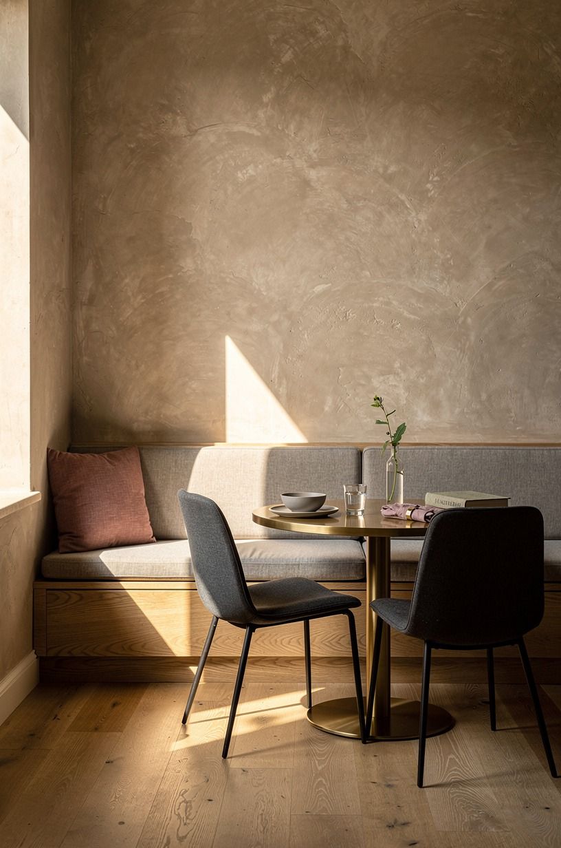Tuck armless chairs around a tiny bistro table